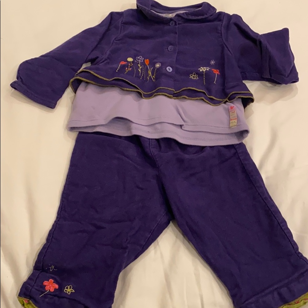 CATIMINI 2 piece purple corduroy set